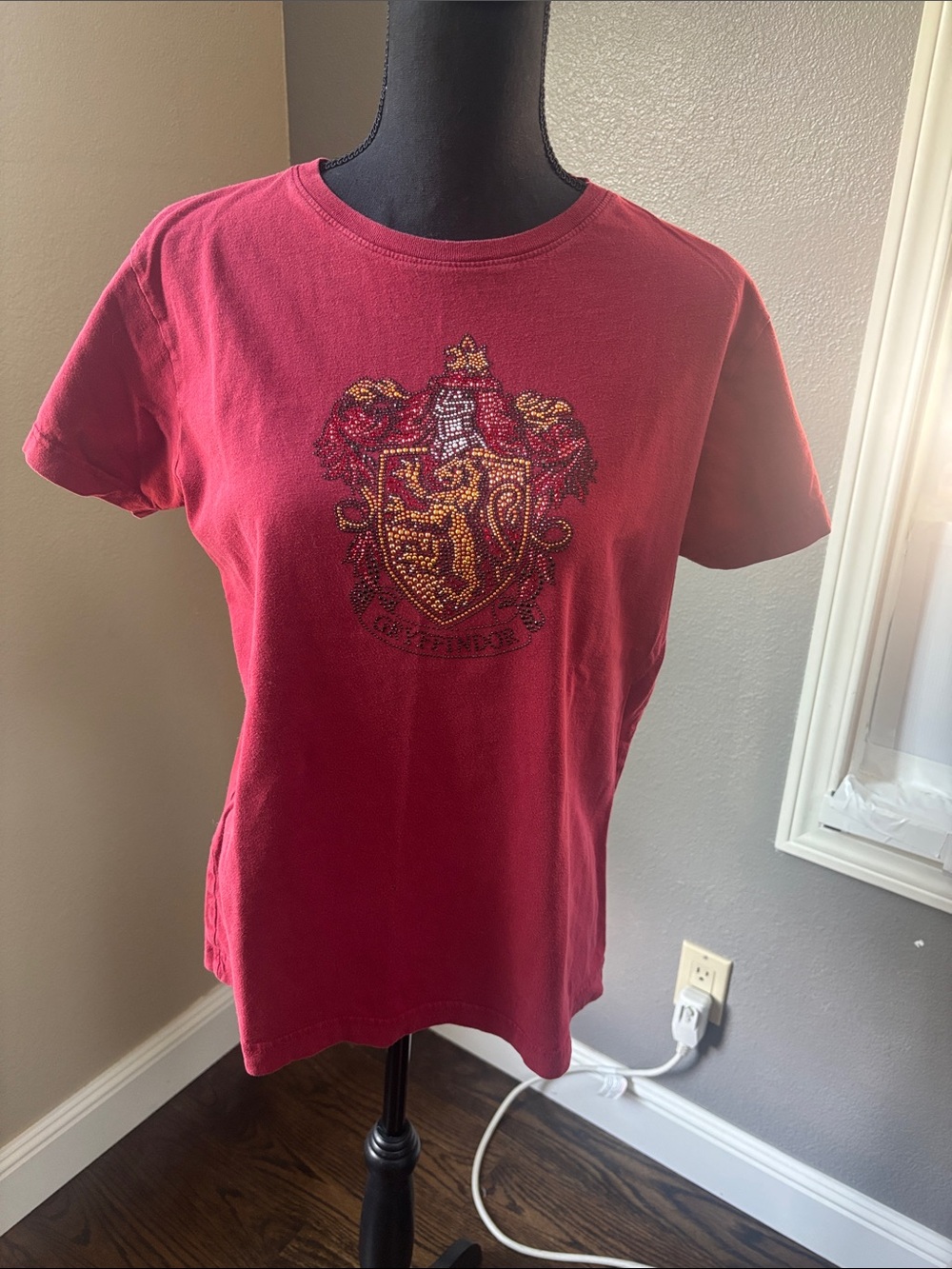 Harry Potter Burgundy Tee with Embellished Gryffindor Crest